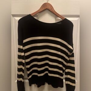PRE-OWNED LOFT WOMEN'S BLACK & WHITE STRIPE SWEATER- SMALL